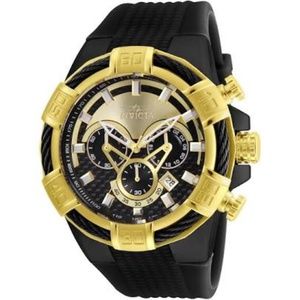 New Invicta Bolt Qtz Chrono  Black/Gold w/Gift Box